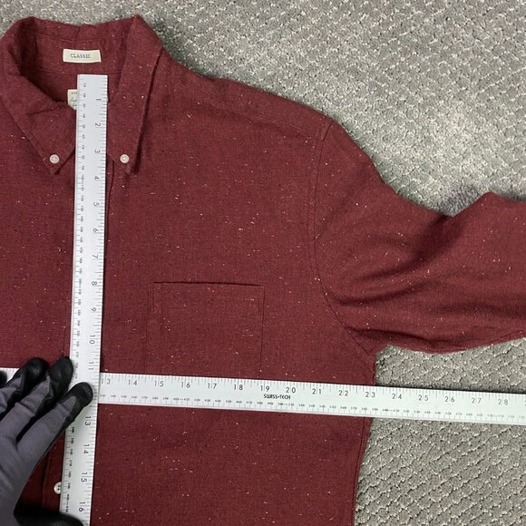 J. CREW Neppy Twill Shirt Men's Large Cranberry Red Brushed Flannel Button Down - Picture 11 of 16
